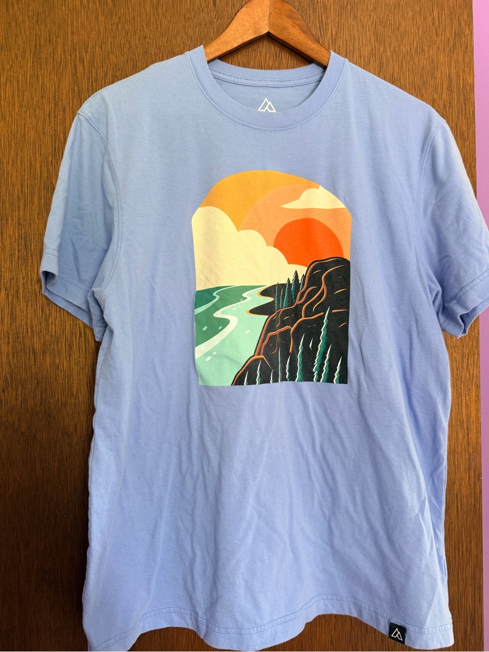 Alpine Design Light Blue Graphic Crew Tee with Sunset Cliffs